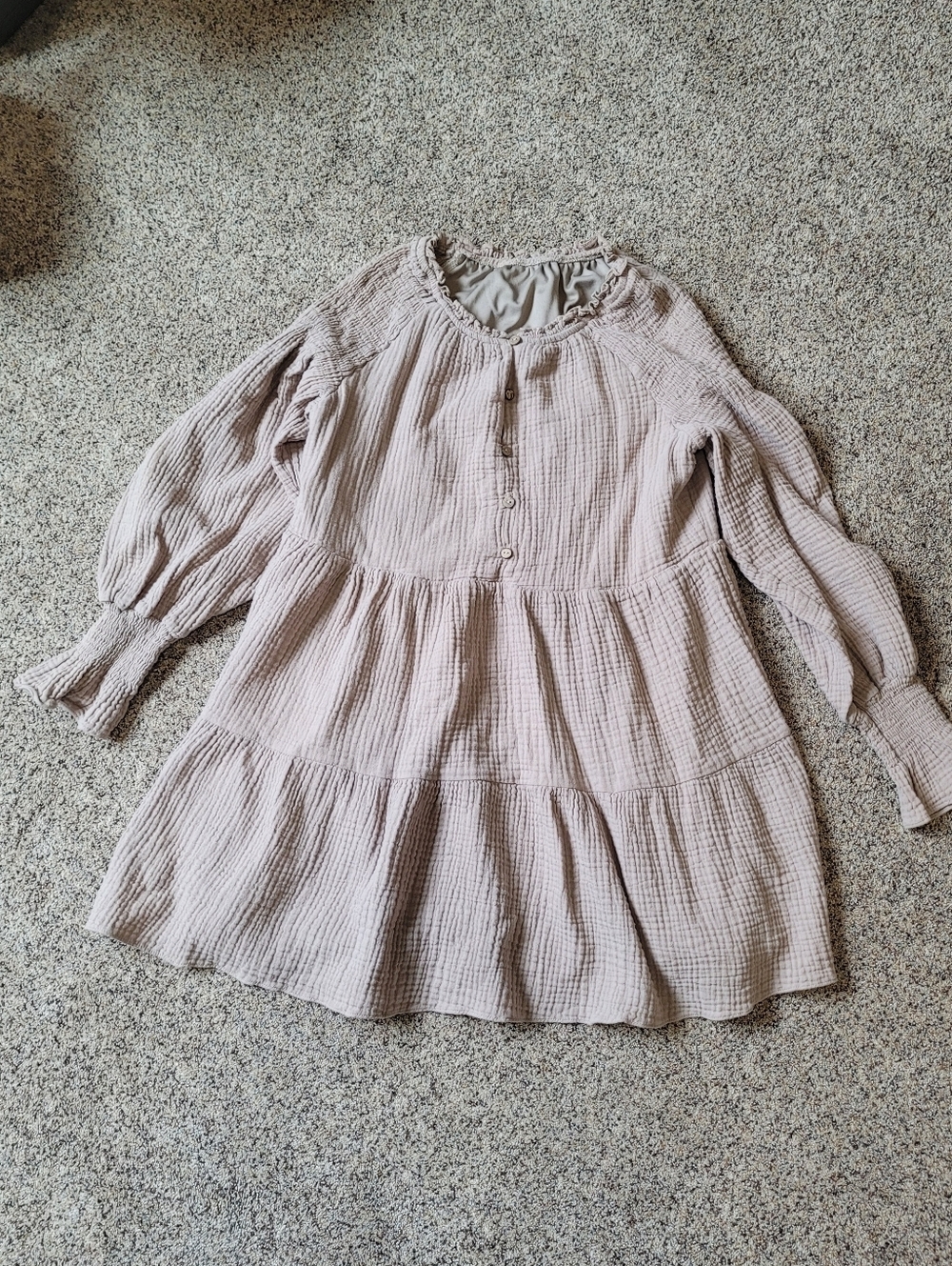 Neutral Beige Cotton Shell Mini Dress- Lined Womens Size Medium - Picture 3 of 7